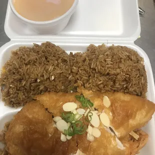 Almond boneless chicken dinner combo