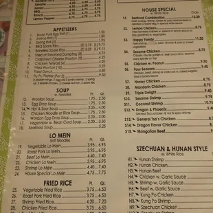 sushi and sashimi, menu