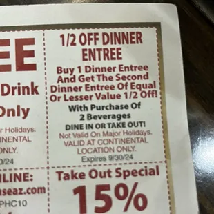 Coupon that was not honored