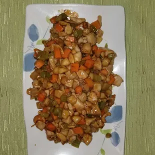 a plate of stir fried vegetables