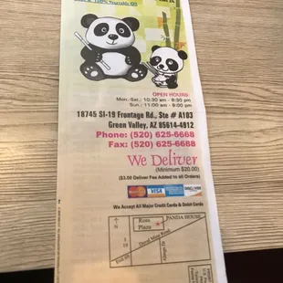 Delivery Menu