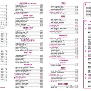 Panda house menu