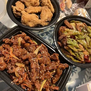 a variety of food items on a table