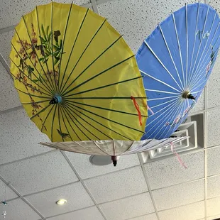 Hanging umbrella parasols