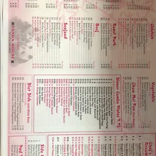 the menu of the restaurant