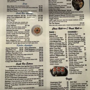 menu, sushi and sashimi