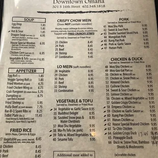 menu