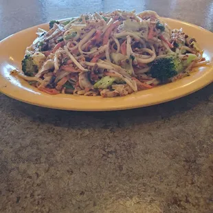 a plate of stir fry