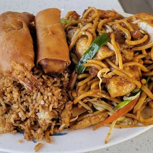 Egg roll. Shrimp and    House lo mein.