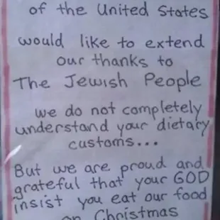 Not a photo from the restaurant,  but  a funny pic related to being Jewish &amp; eating Chinese on Xmas.