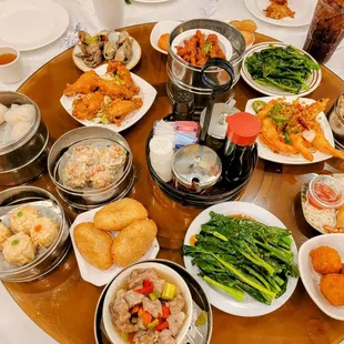a table full of asian food