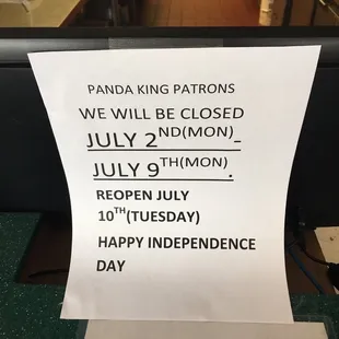 a sign stating that the restaurant is closed