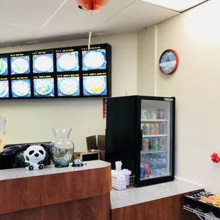 a panda in the kitchen