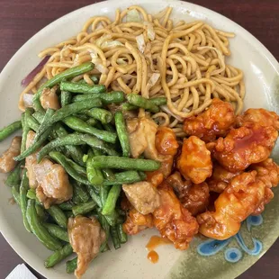 a plate of chinese food