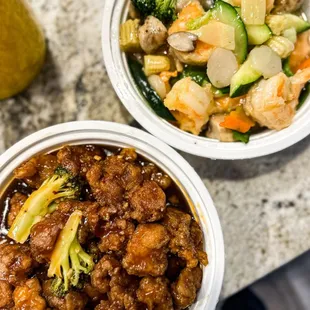 two bowls of food