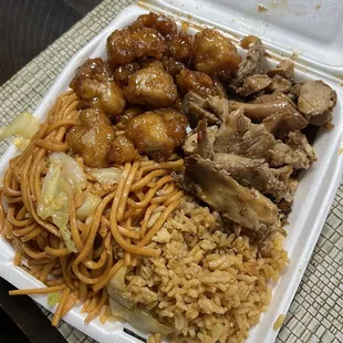 Chow Mein, Fried Rice, Orange Chicken, Teriyaki Chicken