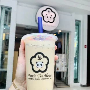 Brown sugar milk tea with boba pearls