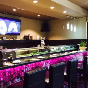 interior, sushi and sashimi