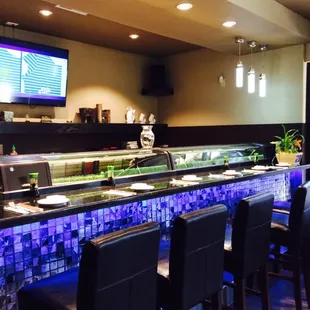 interior, sushi and sashimi