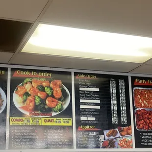 the menu of the restaurant