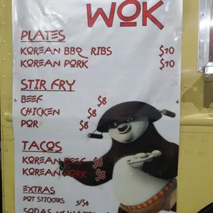 Main menu. Specials menu on occasion