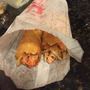 Egg rolls (what us this mystery orange stuff?)