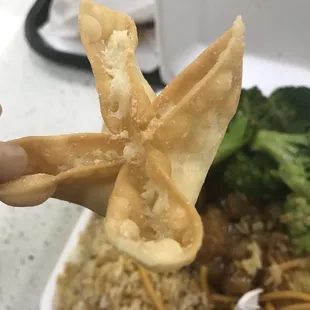 Fried wontons made when you order
