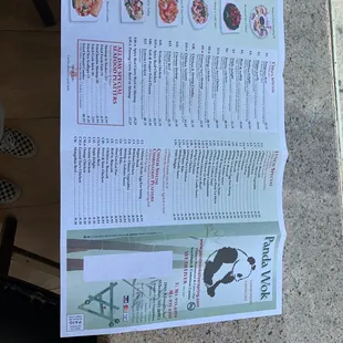 a menu on a table
