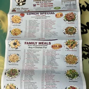 the menu for panda wok