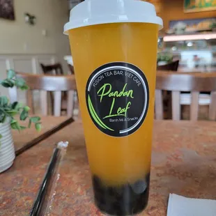 Mango tea with boba