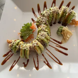 a plate of food with sauce