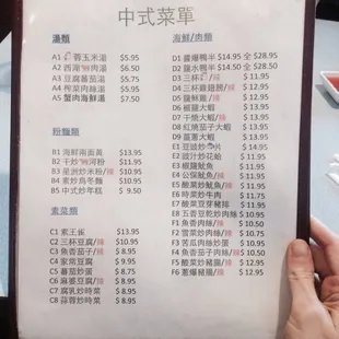 REAL Chinese menu