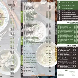the menu of the restaurant
