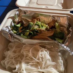 Thai basil chicken with noodles (they were out of rice) - still delicious!