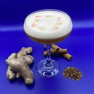 Crimson Ave Sour - Chai Infused Gin with Calvados, Lemon and Egg White