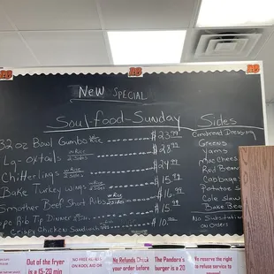 Sunday Menu