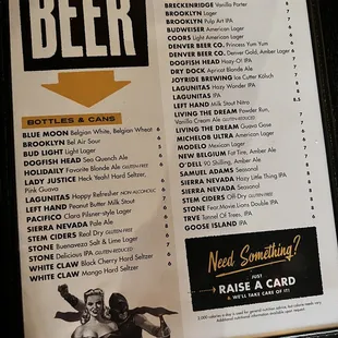 Beer menu