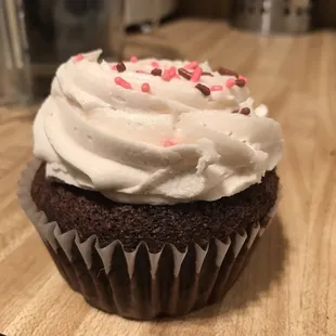 Chocolate cupcake with vanilla frosting