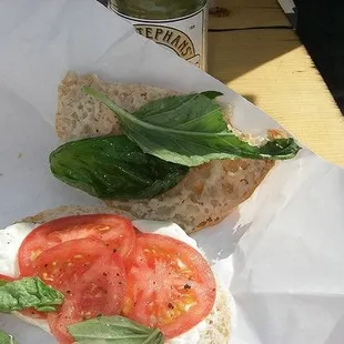 Mozzarella Tomato Basil Sandwich