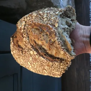 Seedy Sourdough Batard. I&apos;ve just been pulling it apart and devouring it!