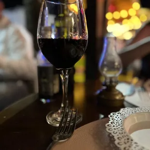 A glass of  Montepulciano.