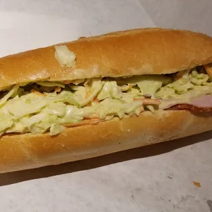 Turkey,  Ham, Wasabi Coleslaw sandwich