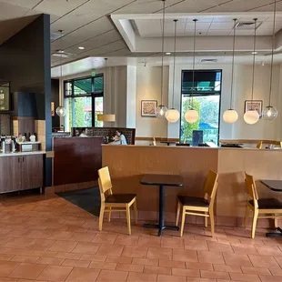 Beverage area and more seating.