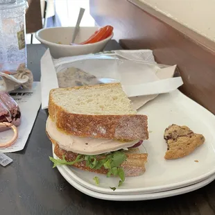 Turkey sandwich left over which I&apos;m saving for later - I removed the tomatoes just because I&apos;m not a fan of them.