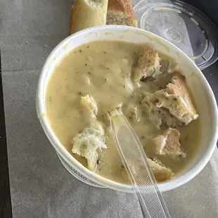 Bowel of broccoli cheddar soup.