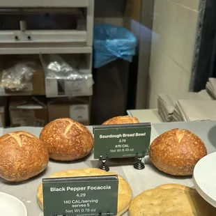 These tiny bread bowls are smaller than the palm of your hands.