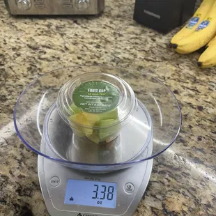 The actual weight of the fruit inside the container so no tar