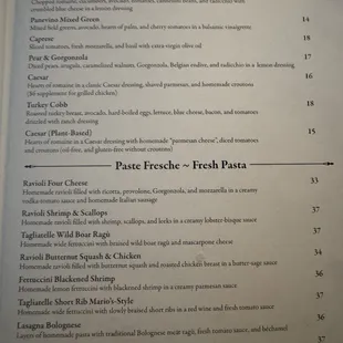 Salads and fresh pasta and there are many choices