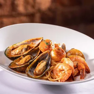 a plate of seafood