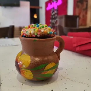 Abuelita hot coca n cookie served when seated!